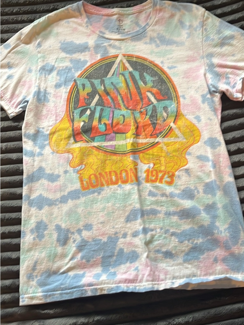 Pink Floyd Tie-Dye Short Sleeve Tee in Pink, Blue & Yellow